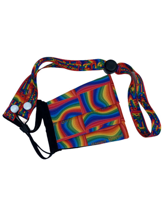 Face Mask Transforming Lanyard Neck Hanging Strap Ear loops to Head Strap Rainbow