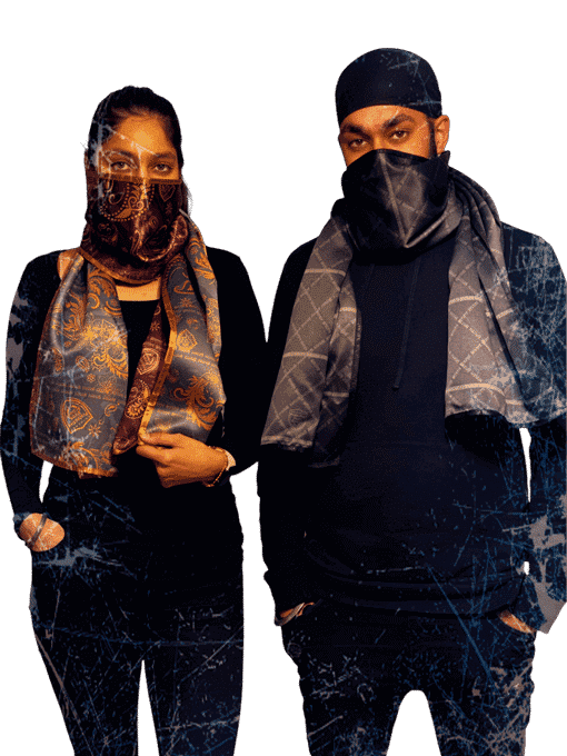 face mask scarf hybrid purple